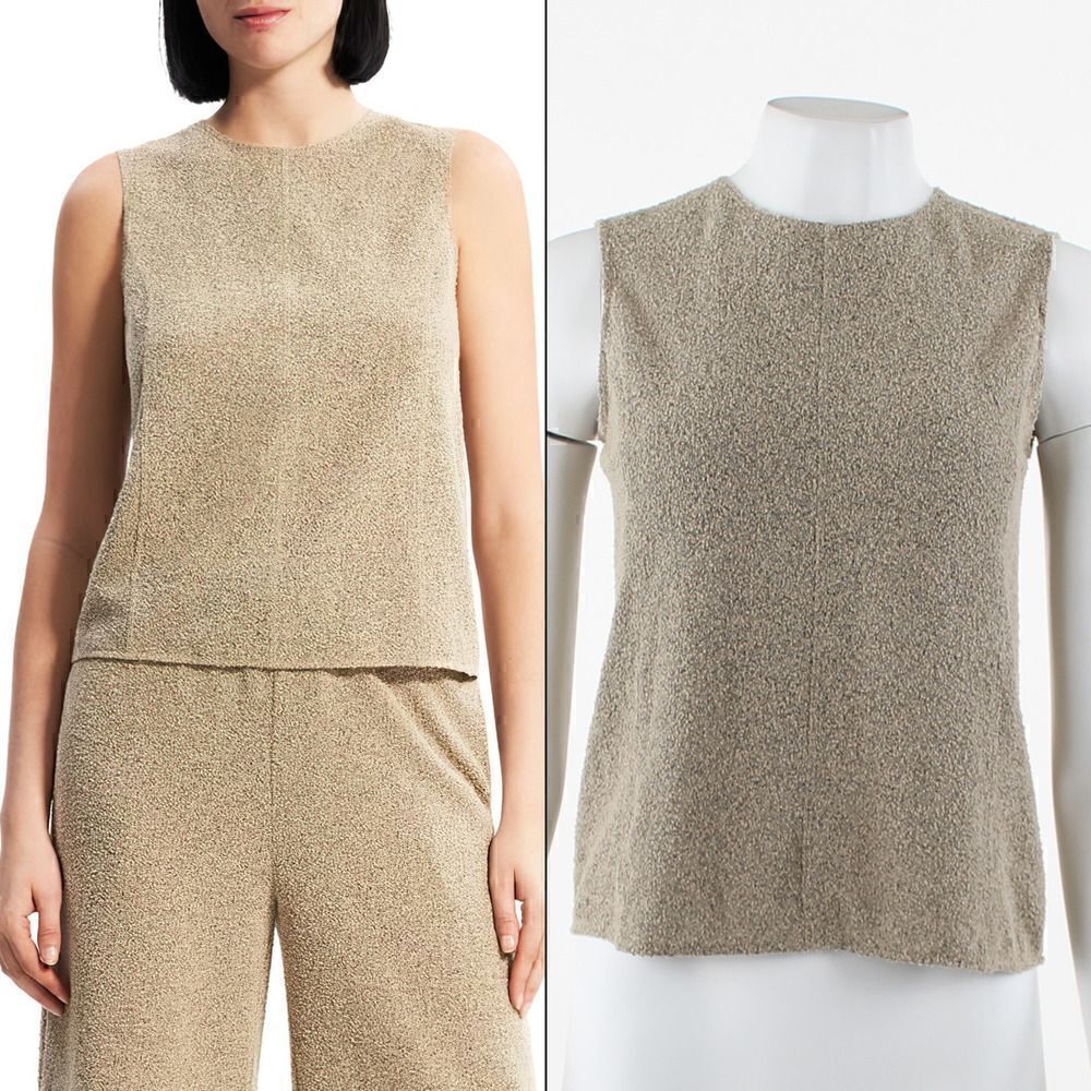 Theory Seamed Sleeveless Top in Taupe